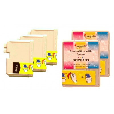 Compatible Epson S020189 black (3 pieces) and S20191 color (2 pieces) inkjet cartridges
