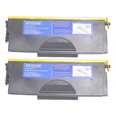 Compatible Brother TN560 high yield black laser toner cartridge - twin pack (2)