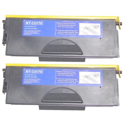 Compatible Brother TN570 high yield black laser toner cartridge - twin pack (2)