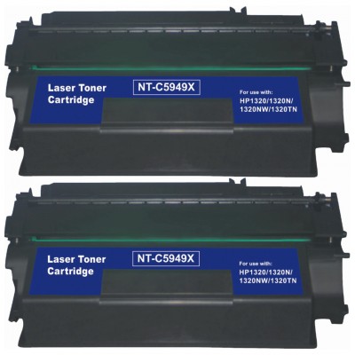 Remanufactured HP Q5949X (HP 49X) high yield black laser toner cartridge (2 pieces)