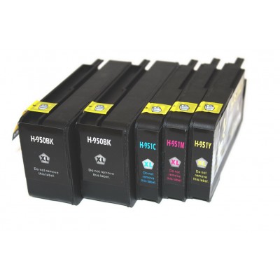 Remanufactured HP 952XL high yield ink cartridges: 1 black, 1 cyan, 1 magenta, 1 yellow 