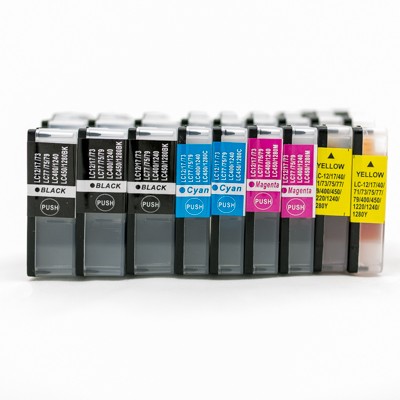 Compatible Brother LC61BK, LC61C, LC61M, LC61Y high yield ink cartridges (3 black, 2 cyan, 2 magenta, 2 yellow) value pack