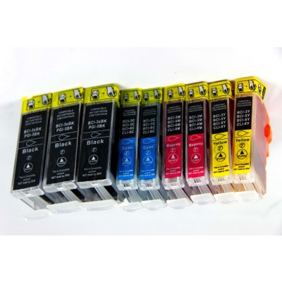 Compatible Canon BCI-3e ink cartridge 4-color multipack (3 black, 2 cyan, 2 magenta, 2 yellow)