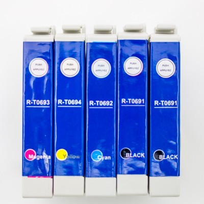 Remanufactured Epson inkjet cartridges (2 T069120 black, 1 T069220 cyan, 1 T069320 magenta and 1 T069420 yellow)
