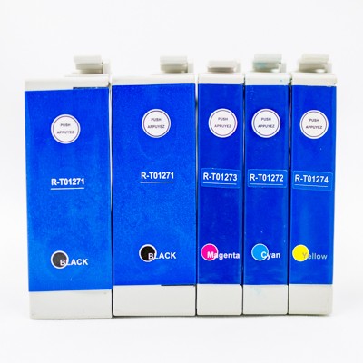Remanufactured Epson high yield inkjet cartridges (2 T127120 black, 1 T127220 cyan, 1 T127320 magenta and 1 T127420 yellow)