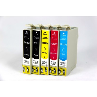Remanufactured Epson inkjet cartridges (2 T125120 black, 1 T125220 cyan, 1 T125320 magenta and 1 T125420 yellow)