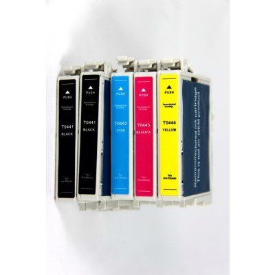 Remanufactured Epson inkjet cartridges (2 T044120 black,1 T044220 cyan, 1 T044320 magenta and 1 T044420 yellow)