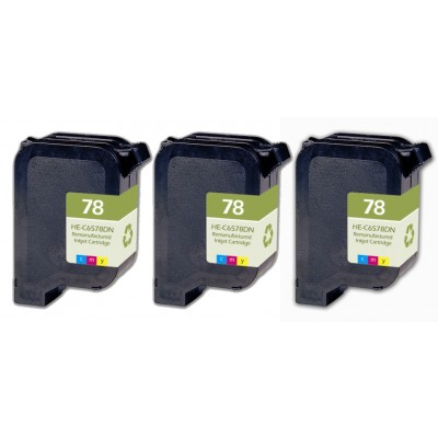 Remanufactured HP C6578D (No. 78) color ink cartridge (3 pieces)