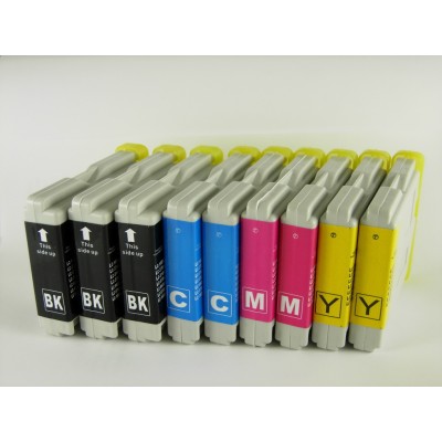 Compatible Brother LC51BK, LC51C, LC51M, LC51Y high yield ink cartridges (3 black, 2 cyan, 2 magenta, 2 yellow) value pack