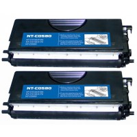 Compatible Brother TN580 high yield black laser toner cartridge - twin pack (2)
