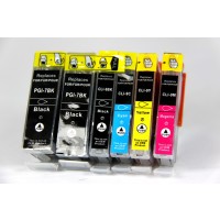 Compatible Canon PGI-7 and PGI-9 ink cartridges 6-piece bulk set (2 PGI-7BK black, 1 PGI-9PBK photo black, 1 PGI-9C cyan, 1 PGI-9M magenta, 1 PGI-9Y yellow) 