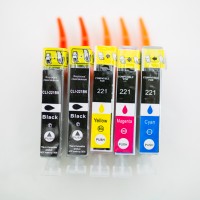 Compatible Canon PGI-220 pigment black and CLI-221 black & color ink cartridges 7-piece set (2 PGI-220 pigment black, 2 Canon CLI-221 black,  1 CLI-221 cyan, 1 CLI-221 magenta, 1 CLI-221 yellow)