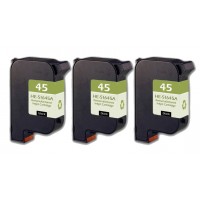Remanufactured HP 51645A (No. 45) black ink cartridge (3 pieces)