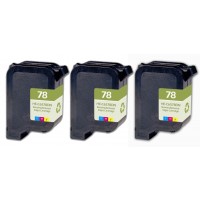 Remanufactured HP C6578D (No. 78) color ink cartridge (3 pieces)