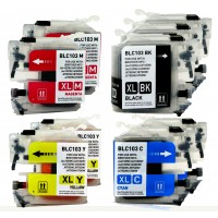 Compatible Brother LC103BK, LC103C, LC103M, LC103Y extra high yield ink cartridges (3 black, 2 cyan, 2 magenta, 2 yellow) value pack 