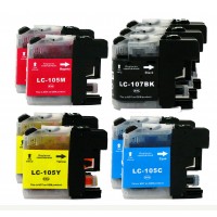 Compatible Brother LC107BK, LC105C, LC105M, LC105Y high yield ink cartridges (3 black, 2 cyan, 2 magenta, 2 yellow) value pack