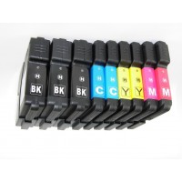 Compatible Brother LC65BK, LC65C, LC65M, LC65Y high yield ink cartridges (3 black, 2 cyan, 2 magenta, 2 yellow) value pack
