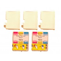 Remanufactured Epson T013201 black (3 pieces) and T014201 color (2 pieces) inkjet cartridges
