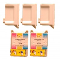 Remanufactured Epson T028201 black (3 pieces) and T029201 color (2 pieces) inkjet cartridges