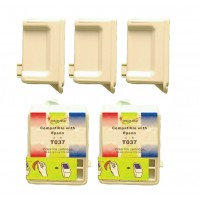 Remanufactured Epson T036120 black (3 pieces) and T037020 color (2 pieces) inkjet cartridges