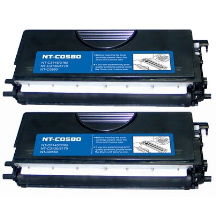 Compatible Brother TN580 high yield black laser toner cartridge - twin pack (2)