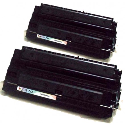 Remanufactured HP 92274A (HP 74A) black laser toner cartridge (2 pieces)