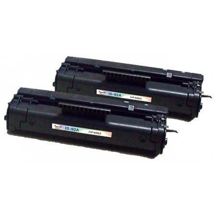 Remanufactured HP C4092A (HP 92A) black laser toner cartridge (2 pieces)