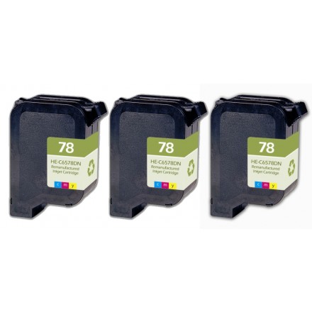 Remanufactured HP C6578D (No. 78) color ink cartridge (3 pieces)