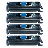 Remanufactured HP laser toner cartridges: 1 HP Q3960A black, 1 HP Q3961A cyan, 1 HP Q3962A yellow and 1 HP Q3963A magenta